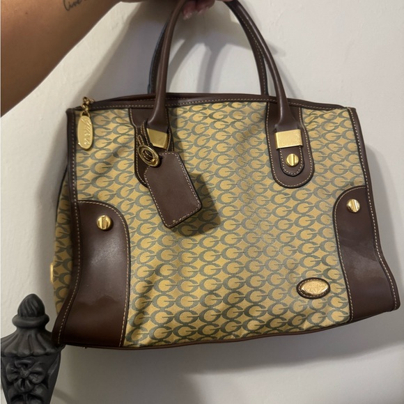 Guess Brown and Gold Logo Satchel - Picture 1 of 4